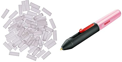 Bosch Gluey Cupcake Pink Penna Incollatrice a Caldo a Batteria, con 20 Stick di Colla, in Scatola di Cartone, Rosa & Stick Colla per Penna incollatrice, 70 pezzi, 7 x 20 mm, Trasparente