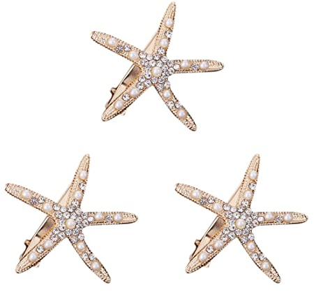 SIOPPKIK 3 Stück Seestern Haarspangen Mädchen Blumenmädchen-Zubehör für Hochzeit, Diamant Haarspange Haarnadel