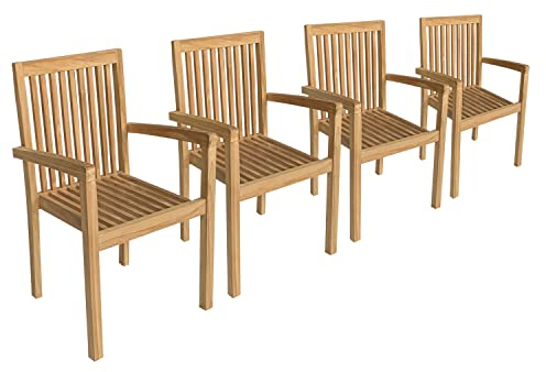 Happy Garden Set di 4 sedie da Giardino Java impilabili in Teak