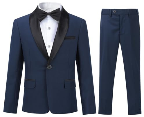 Sliktaa Jungen Anzug Set 2 Teilig Schalkragen Smoking | Eleganter Kinder Smoking für Jungen. 2-teiliges Anzugset aus Sakko und Hose. Ideal für Hochzeit, Bankett und Kommunion.