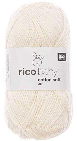 Babywolle Rico Baby Cotton Soft Dk | weich und pflegeleicht | Baumwollmischgarn zum Stricken und Häkeln (001 weiß)