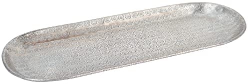 Bandeja oriental de aluminio Jasur, 45 cm, bandeja de té marroquí en color plata, bandeja de plata oriental