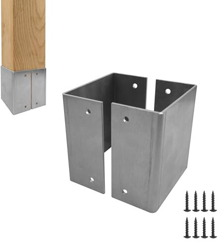Myard SS444 4x4x4 Post Furniture Protector w/Screws, Inner Size 3.5x3.5, Protect Mailbox, Deck & Fence Posts from Damage to Lawn Maintenance Equipment, Fit Wood & Metal Posts (1-Pack, Aluminum)
