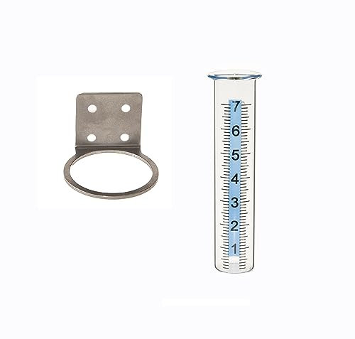Mateda Regenmesser mit 17,8 cm Kapazität, mit Edelstahl-Halterung, Pfostenmontage, Regenmesser für Hof, Garten, Outdoor, Zuhause (Stil B)