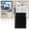 EUPLONG, Porte-documents en cuir tout-en-un avec porte-cartes de visite et dossier de CV avec papiers de format lettre, onglets adhésifs et stylo (blanc)
