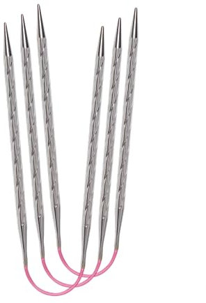 Addi - Addi CraSyTrio Unicorn Lang (30cm, 3.75mm) Doppelt Spitz Stricken Nadeln - 3 Nadeln, Rosa/Silber