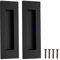 Malimali 2 Pack Stainless Steel Recessed Sliding Handles, 150mm Flush Door Hardware Finger Pulls for Pocket Closet Barn Door (Matte Black)