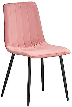 DS Furniture Velvet Dining Kitchen Chairs Living Room Chairs with Sturdy Metal Legs with Backrest and Padded Seat (pink-strip)