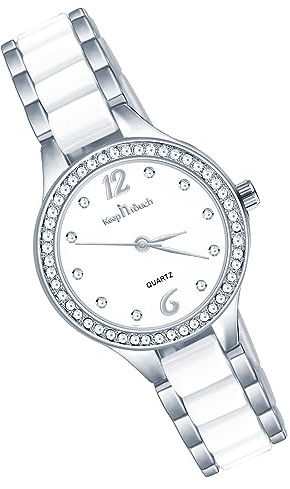 MicLee Damenuhr Analoge Einfaches Armbanduhr Digitales rundes Zifferblatt aus Keramik Edle Quarzuhr Mädchenuhr