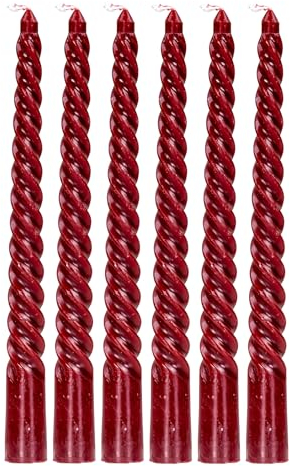 levandeo 6er Set Rote Kerzen Gedreht H20cm Stabkerzen Tafelkerzen Spiralkerzen Tischdeko Kerzen Deko