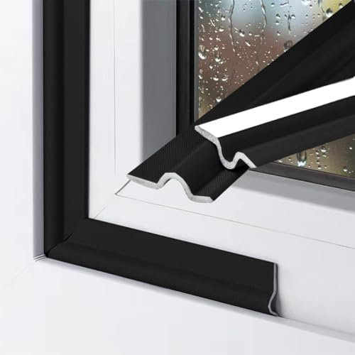 65.6Pies tira de sellado de ventanas,burletes para ventanas y puerta,protector frio aislante termico anti ruido guarda polvo para ventanas y puerta(Negro)