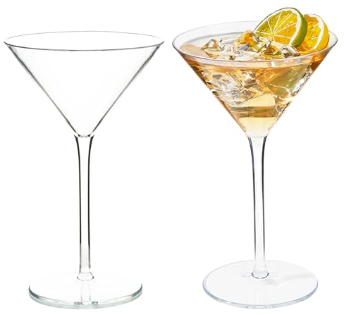 HAHASHOW Schwimmende Cocktailgläser Tritan-Kunststoff Weingläser,Camping Weingläser mit Stiel, Martini, Margarita, Mojito, 260ml, 2er Set