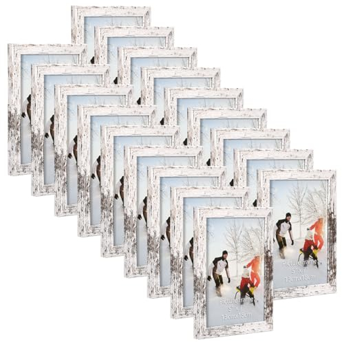 EYMPEU Bilderrahmen 13x18 CM 18er-Set, MDF Bilderrahmen für Wand und Tisch, geeignet für den Einsatz in Büros und Wohnungen, Vintage-Weiß