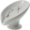 couponhub Porte-savon en céramique auto-drainant pour comptoir, porte-savon en forme de feuille pour évier de cuisine, douche, baignoire (blanc)