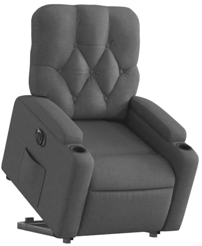 vidaXL Relaxsessel, Sessel mit Aufstehhilfe Elektrisch, Fernsehsessel mit Liegefunktion, Liegesessel Aufstehsessel für Wohnzimmer, Dunkelgrau Stoff