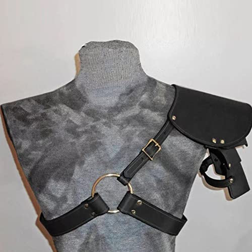 Schulterrüstung, mittelalterliches PU-Leder, Verstellbarer einzelner Schulterschutz, Geschirr, Wikinger-Ritter, Kampfschulterrüstung, Herren, Halloween, Cosplay-Zubehör