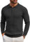 COOFANDY Jumpers for Men Polo Neck Jumper Casual Poloshirt Sweatshirts Knitted Sweatershirt Solid Color Black XXL