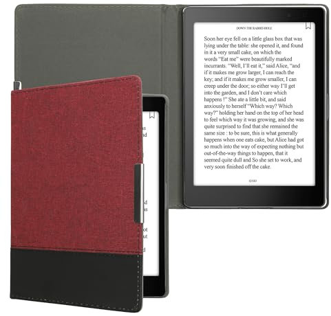 kwmobile Étui liseuse Compatible avec Kobo Aura One - Housse avec Rabat magnétique en Tissu Canevas pour liseuse