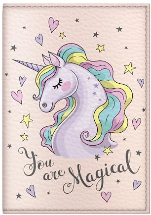 Quttie Reisepasshülle für Kinder, Damen und Herren, süße passhülle, reisepass (Cartoon Unicorn)