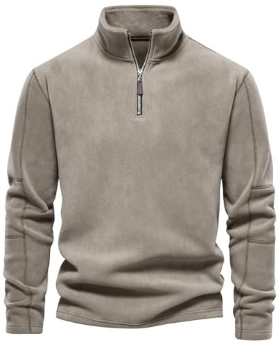 Felpa Mezza Zip Uomo in Pile a Maniche Lunghe - Maglione Casual Con Collo Alto - Hoodies Sweatshirt Pullover Tops Confortevole E alla Moda per Attività Sportive All'aperto