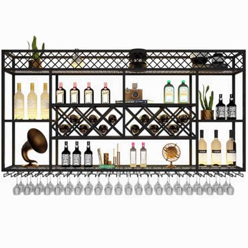 Estantería De Pared Botellero Vino Pared Wine Rack Botellero Vino Pared Mueble Botellero Salon Cocina Botelleros LED Montados En La Pared Soporte Para Vino Colgante Con Luz LED Vinotecas Con Luz LED(3