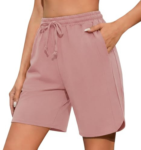 Demegimi Sport Shorts Damen Sommer Bermuda Shorts Sommer Kurze Hosen Elasischer Kordelzug Kurzhose Mit Taschen