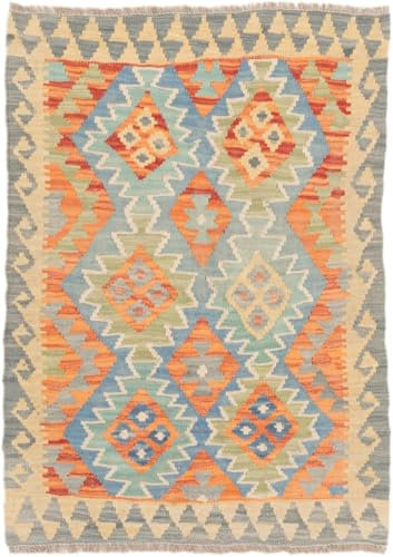 Nain Trading Kelim Afghan 77x103 Handgewebt Orientteppich Teppich Wolle