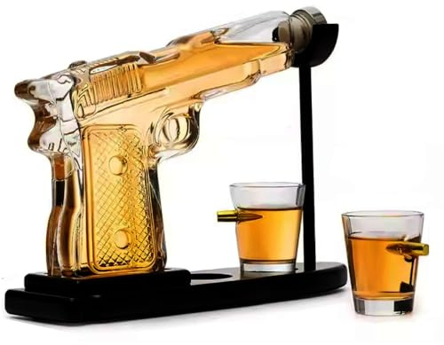 Buithafu Juego de decantador para hombre, regalo de cumpleaños único para hombres y padres, dispensador de licor, 230 ml, con dos vasos de chupito, regalo para él marido