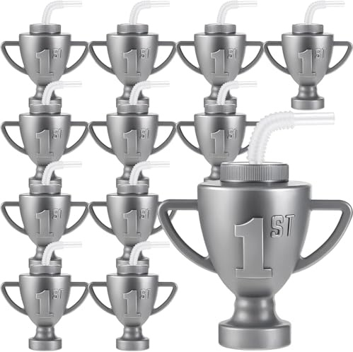 VITEVER 12-teiliges Partybecherset, 350 ml Rennwagen-Trophäenbecher mit Strohhalmen und Deckeln für Requisiten Belohnungen Gewinnerpreise Wettbewerbe Champions-Trophäe Geschenk
