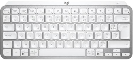 Logitech MX Keys Mini - Tastatur mit Hintergrundbeleuchtung, Bluetooth Tastatur, Windows, macOS, iPadOS, Android, ChromeOS, Französisch AZERTY-Layout - Pale Gray【Bulk - ohne Verpackung】