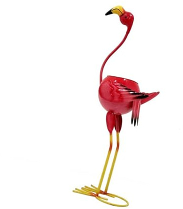 Stehender Flamingo-Pflanzgefäß aus Metall, Flamingo, Pfau, Blumenbesitzer, Garten, Hof, Dekoration für drinnen und draußen, Rasen