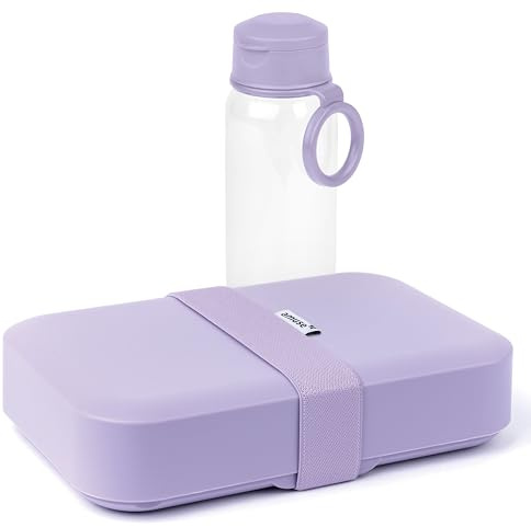 Amuse Brotdose und Trinkflasche Set BPA frei | Jausenbox Kinder + Trinkflasche (500ml) spülmaschinengeeignet | Höhenverstellbare Bento Box | Jausenbox Erwachsene | Brotdose flach | Vesperbox Kinder