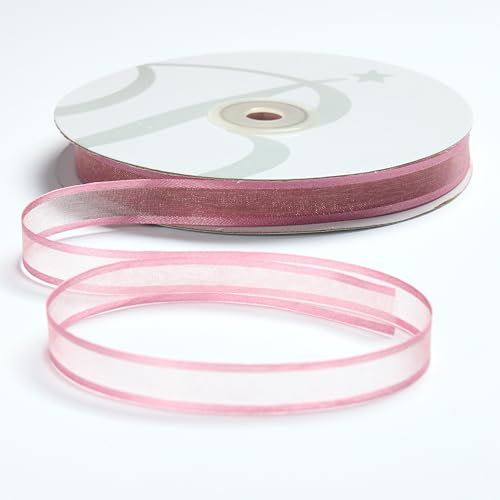 BARATTI Nastro in Organza con Bordo in Raso 12mm X 50 metri, per Artigianato, Natale, Decorazioni, Adatto Per confezionare Regali, Feste di Compleanno, Matrimoni, Bomboniere (Rosa Antico)