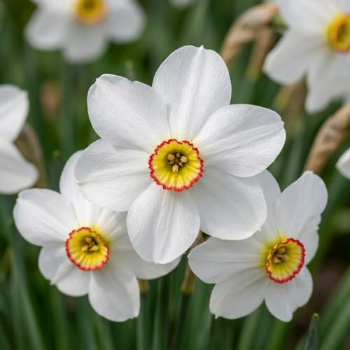 Green boutiQ - 10x Narcissus Recurvus - Weißer Dichternarzisse - Weiß - Frühlingsblüher - Zwiebelgröße 12/14