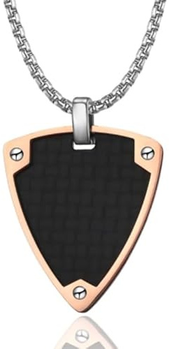 Tom Jaxon Dog-Tag Dreieck Anhänger Edelstahl Carbon roséfarbenkleurig Schwarz