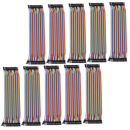 EPIGEIST 10 PCS Pin Female to Female Ribbon Jumper Wires Multicolored Cable for Breadboard Prototyping Electronics DIY Projects Compatible with Pcb and