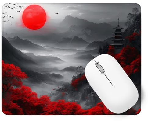 Japan Mauspad Klein 250 x 210 x 3 mm Mousepad Landschaft Mauspad, rutschfeste Gummibasis Gaming Accessories, Wassxerdicht Schreibtischunterlage Laptop, Office Dekor Weihnachten Geschenke p1j-203