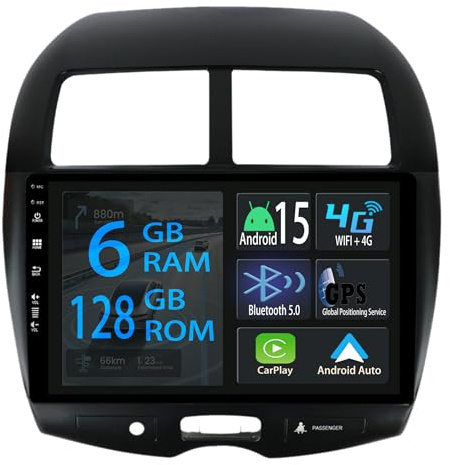 [6+128GB] Keconsing 10.1 Zoll Android 15 Autoradio Für Mitsubishi ASX 2010-2016 Peugeot 4008 Citroen C4 2007-2013 Radio Carplay Stereo Wireless Car Play GPS Navi Bildschirm Navigation Player