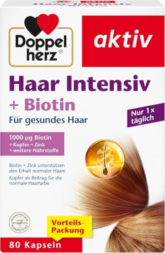 Doppelherz aktiv Haar Intensiv + Biotin - 80 Kapseln | Biotin und Zink als Beitrag zum Erhalt normaler Haare - 80 Kapseln