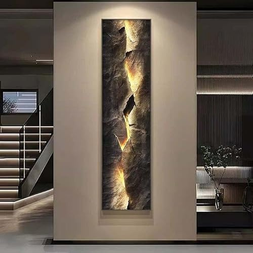 NHPJFDC Moderne LED-Wandkunst • Hinterleuchtetes abstraktes Paneel aus rissigem Stein, beleuchtete Wanddekoration für Wohnzimmer, Schlafzimmer und Flur (B)