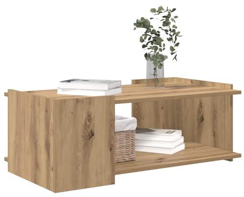 vidaXL Couchtisch Artisan-Eiche 90 x 50 x 33 cm Holzwerkstoff, Stylischer Couchtisch, modernes Wohnzimmer-Design, flexibel, pflegeleicht, viel Stauraum