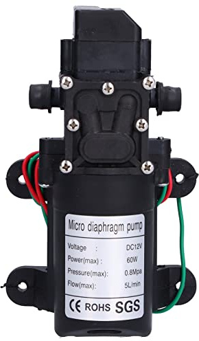 12V Water Pressure Diaphragm Pump, Self Priming Booster Sprayer Pump with Automatic Start Stop, High Pressure 60W DC Pump for Garden Irrigation and Swimming Pools
