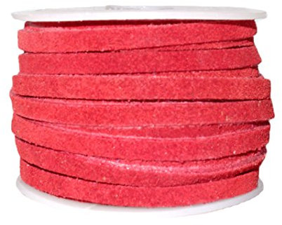 Cords Craft, 4 mm echtes Wildleder Lederschnüre für Halskette, Armband, Choker und DIY Handwerk, Leder Spitze flache Schnur, Schnur Faden Samtschnur, Rolle von 10 Metern (10,93 Yards, Rot)