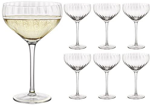 Set of 6 Champagne Saucers 380ml Stemmed Bevelled Finish Champagne Coupe Glasses Glassware Gift Alfresco Dining Glassware