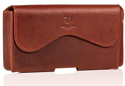 MATADOR Gürteltasche kompatibel mit Apple iPhone XS MAX/11/12/13/14 PRO MAX/14 Plus /15 Pro MAX /15 Plus Leder Case Lederhülle Ledertasche Rost Braun