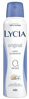 Lycia, Original Deodorante Spray con Antibatterico e Microspugne Effetto Asciutto per una Sensazione di Freschezza Durevole, Efficace fino a 48H, Senza Alcool, 150 ml