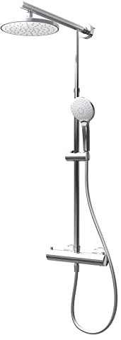 Schulte Duschsystem mit Sicherheits-Thermostat, Kopfbrause rund, White Style, Duschmaster Rain mit Regendusche EP96404