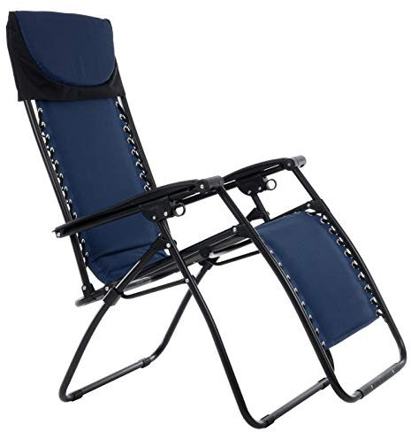 Azuma Garden Recliner Zero Gravity Reclining Relaxer Chair Multi Position Outdoor Patio Sunlounger (Padded Two Tone Blue)