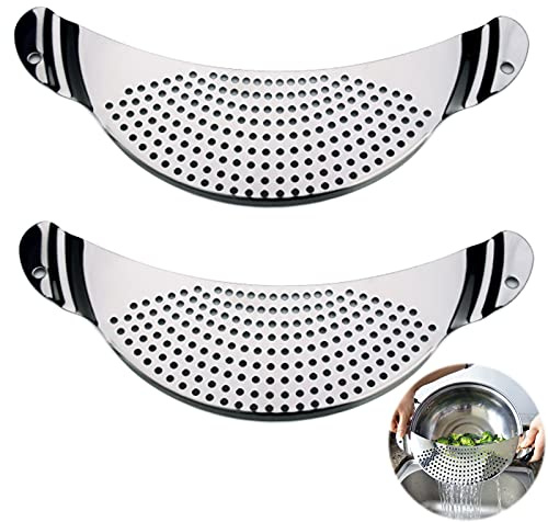 Escurridor Colador de Olla de Acero Inoxidable Colador de Pasta para Espaquetis Espaguetis Filtro de Escurridor Cocina para Pasta Frutas Verduras 2pcs
