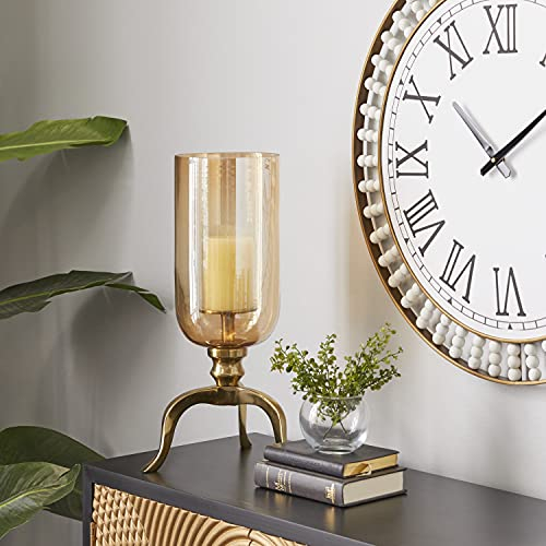 Deco 79 Traditionelle Sturmlampe aus Aluminium, Kerzenhalter für Zuhause, Hochzeit, Abendessen, Party, 22,9 cm L x 20,3 cm B x 45,7 cm H, goldfarben